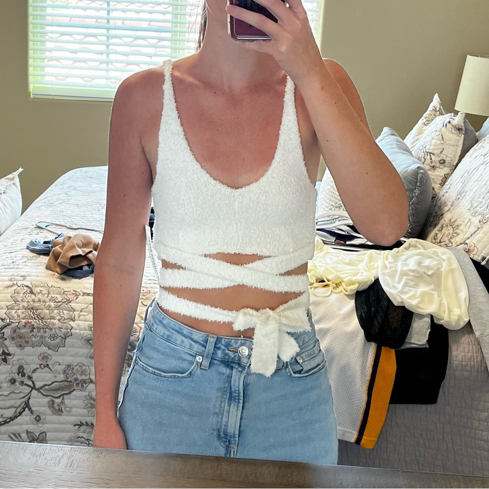 Women's White Wrap Tank Top